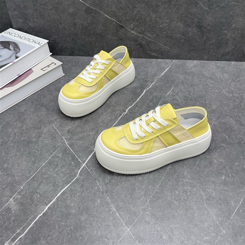 真皮两穿厚底小白鞋女2025夏季新款百搭网面透气软底增高休闲板鞋