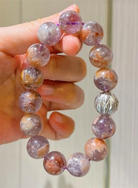 13mm大颗粒天然紫幽灵手串水晶手链冷调少女九紫离火温柔气质