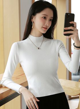半高领短款毛衣女秋冬季修身内搭打底衫小个子气质上衣薄款针织衫
