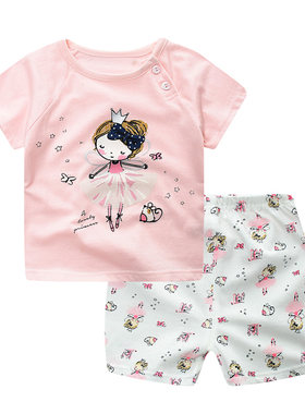 童装夏季一两三岁女童宝宝套装纯棉4-5-6-7-8-9个月婴儿衣服夏装3