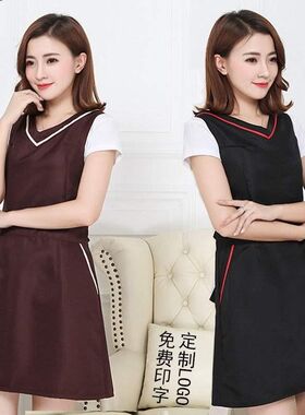 理发师工作服不沾发衣服男潮流美甲围裙时尚餐厅美发店烫染技