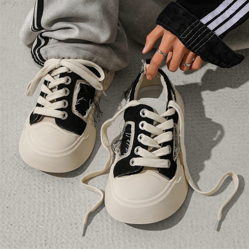 2025新款男鞋春季潮流休闲鞋小众歪头板鞋丑萌高级感厚底帆布鞋男,流行男鞋,休闲板鞋,淘宝优惠券,粉丝福利购,淘宝优惠卷