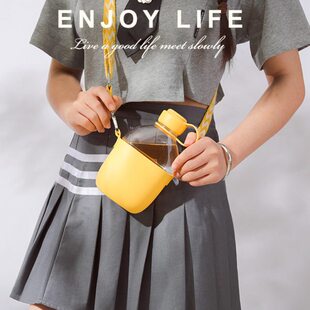 ECOTEK儿童水杯子女夏天便携户外健身旅行水壶儿童大容量水瓶背带