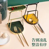 轻奢锅盖架厨房台式 免打孔菜板砧板收纳沥水置物架铁艺锅铲架子