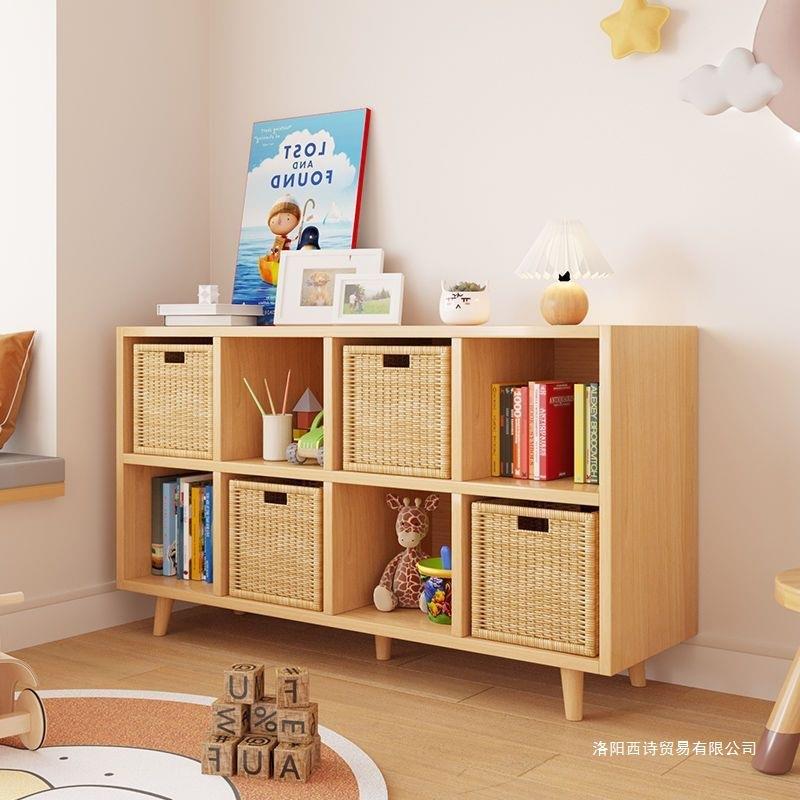 简易书柜实木色现代简约自由组合格子柜客厅收纳储物柜落地置物柜