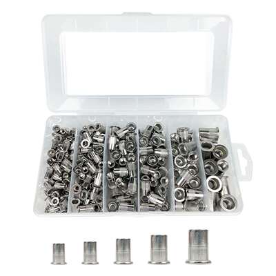 跨境228PCS盒装 英制5种尺寸 304不锈钢螺纹铆钉螺母组合套件