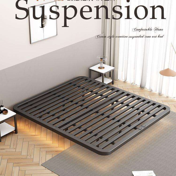 悬浮床主卧双人床现代简约榻榻米铁艺床出租房用铁床1米2单人床架