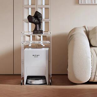 亚克力云鲸科沃斯石头追觅扫地机器人置物架带抽屉带轮移动收纳柜