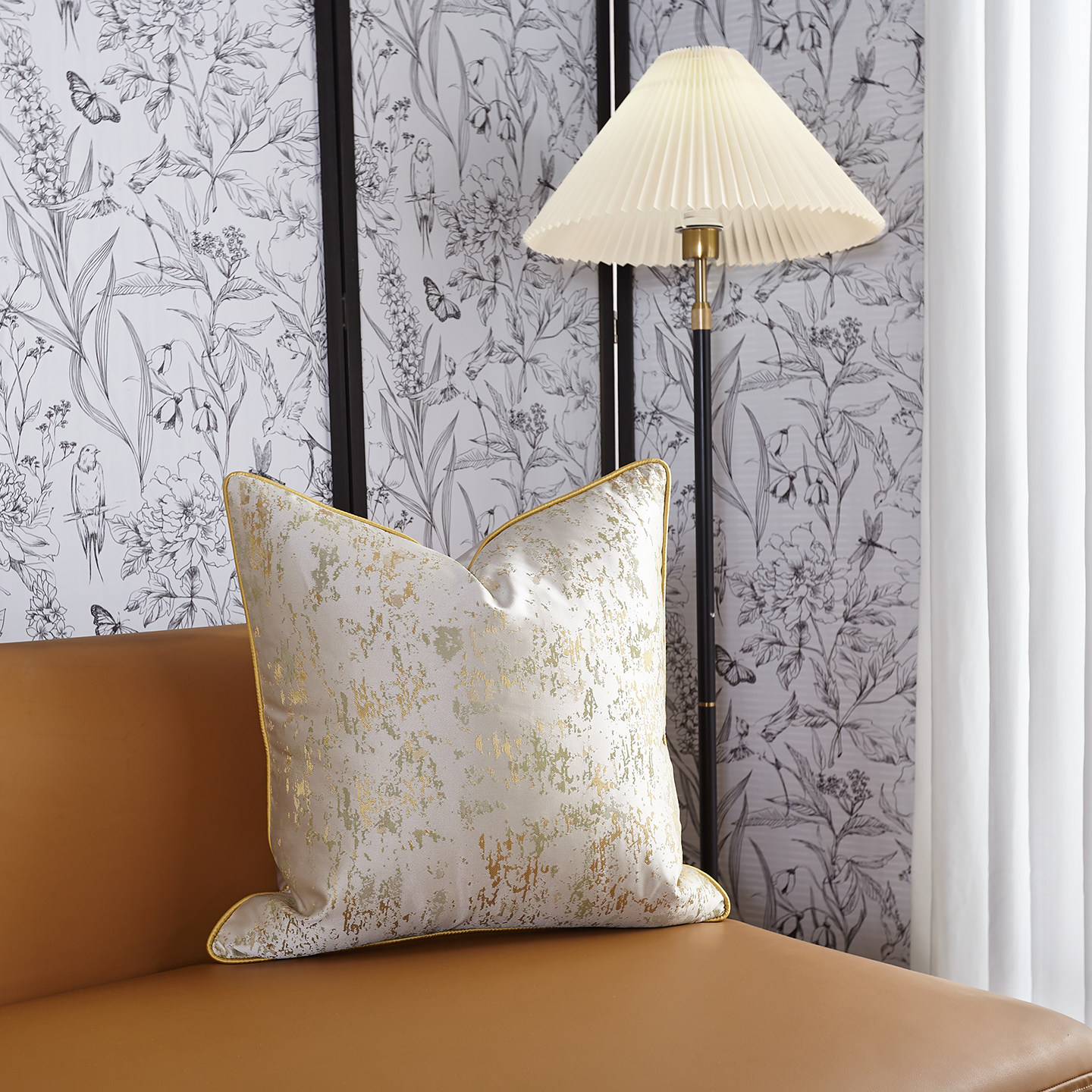 现代新古典法式高端样板房沙发抱枕床头大靠垫枕套设计师米色酒红