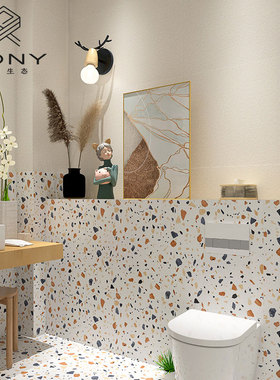 彩色水磨石地砖北欧600600厨房墙砖阳台卫生间瓷砖6001200仿古砖