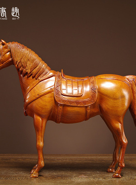 花梨木雕马到成功摆件实木雕刻唐马家居客厅办公装饰品工艺品送礼