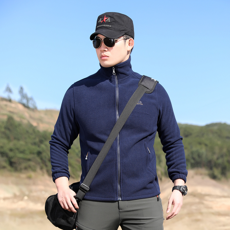 户外抓绒衣男上衣摇粒绒外套冲锋衣内胆保暖透气开衫登山徒步秋冬