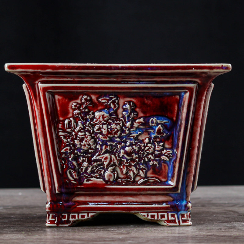 口20高15cm钧瓷青花釉里红青花牡丹图造景大号花盆陶瓷造景盆景盆,鲜花速递/花卉仿真/绿植园艺,花盆,淘宝优惠券,粉丝福利购,淘宝优惠卷