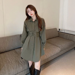 大尺码女装微胖mm法式2023春秋裙子收腰显瘦洋装时尚短裤两件套女