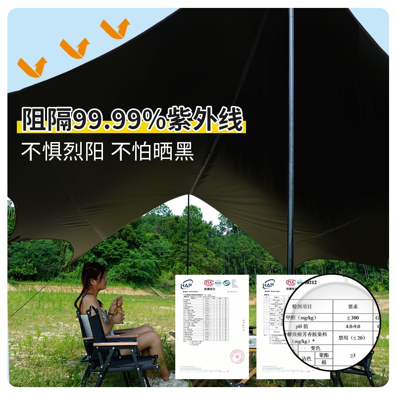 真黑胶天幕帐篷户外露营遮阳便携式加厚防晒涂层野营防雨大遮阳棚