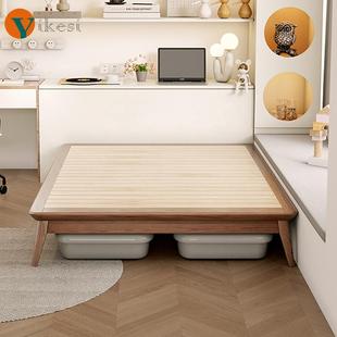 无床头床齐边拼床高脚1.5米日式榻榻米双人小户型实木单人床床架