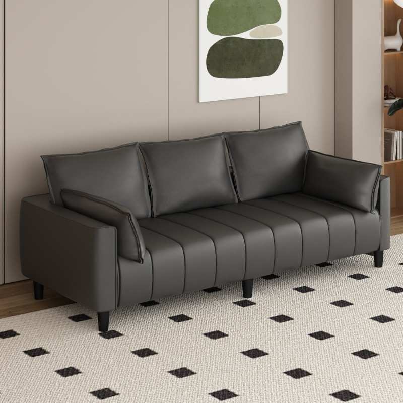 猫爪皮简约免洗小户型客厅公寓出租屋理发店双人三人拼色沙发