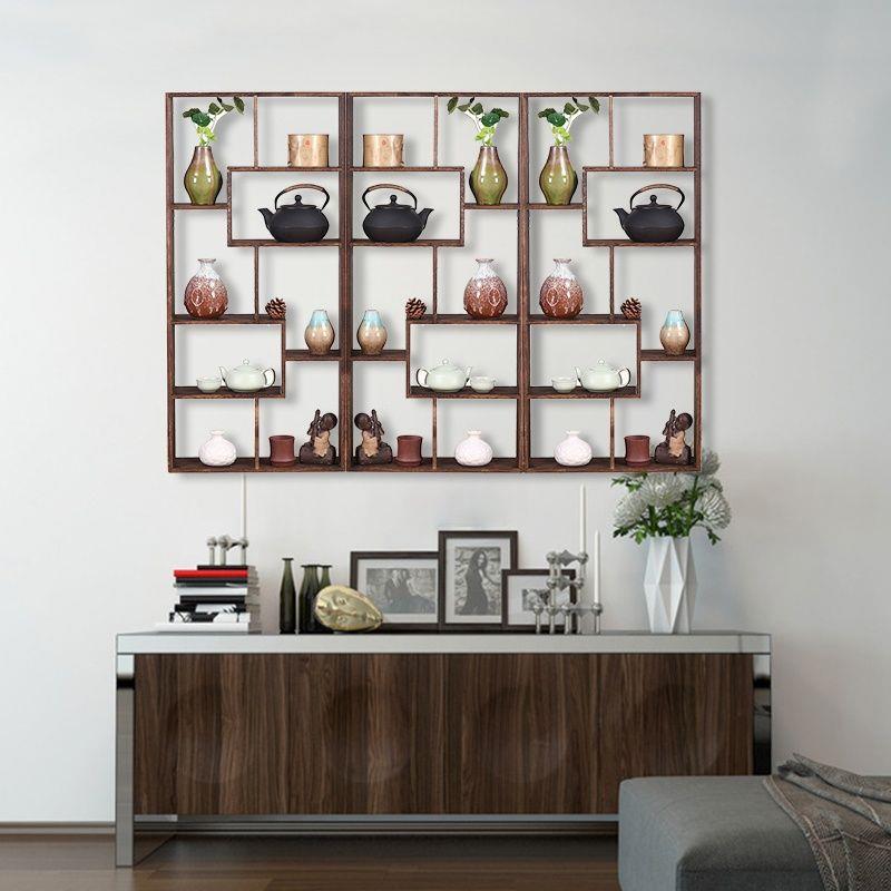 首单直降博古架中式实木挂墙多宝阁书架客厅现代加厚茶壶架展示架