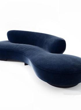 意大利轻奢橙色多人半圆弧形沙发设计师别墅酒店大厅堂接待展厅