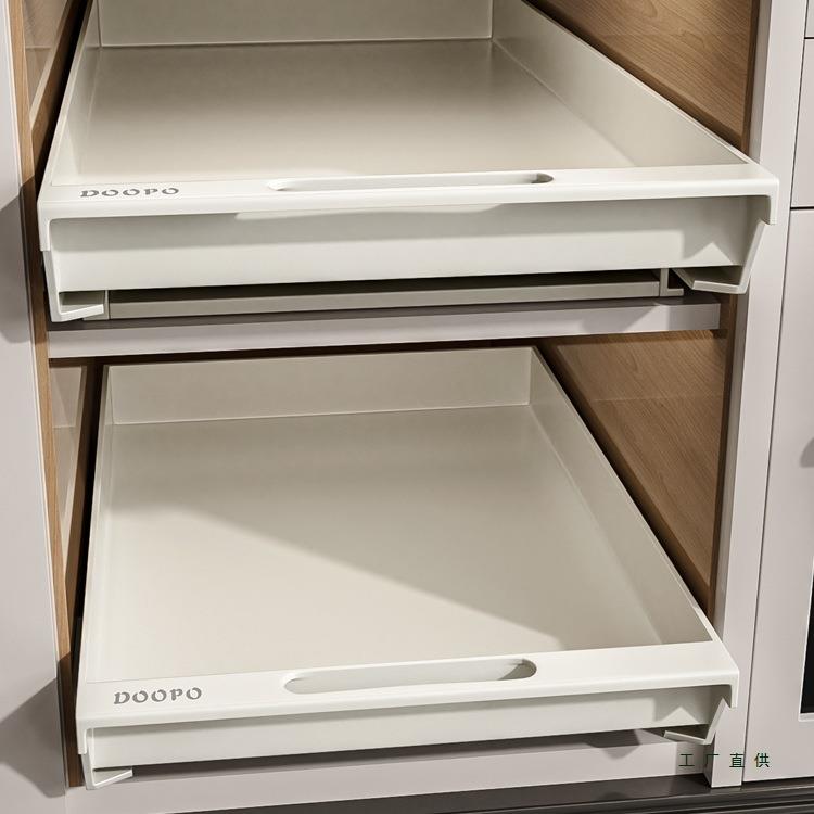 橱柜拉篮滚轮抽拉式厨房置物架可定 制下水槽深柜碗碟抽屉式收纳