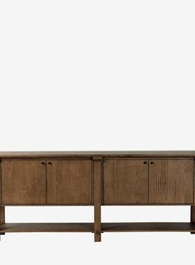 RH实木仿古电视柜现代简约小户型客厅胡桃木餐边柜储物收纳柜落地