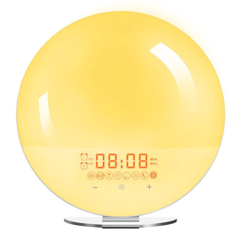 声光日出唤醒灯led闹钟 模拟日落白噪音催眠夜灯 七彩氛围拍拍灯