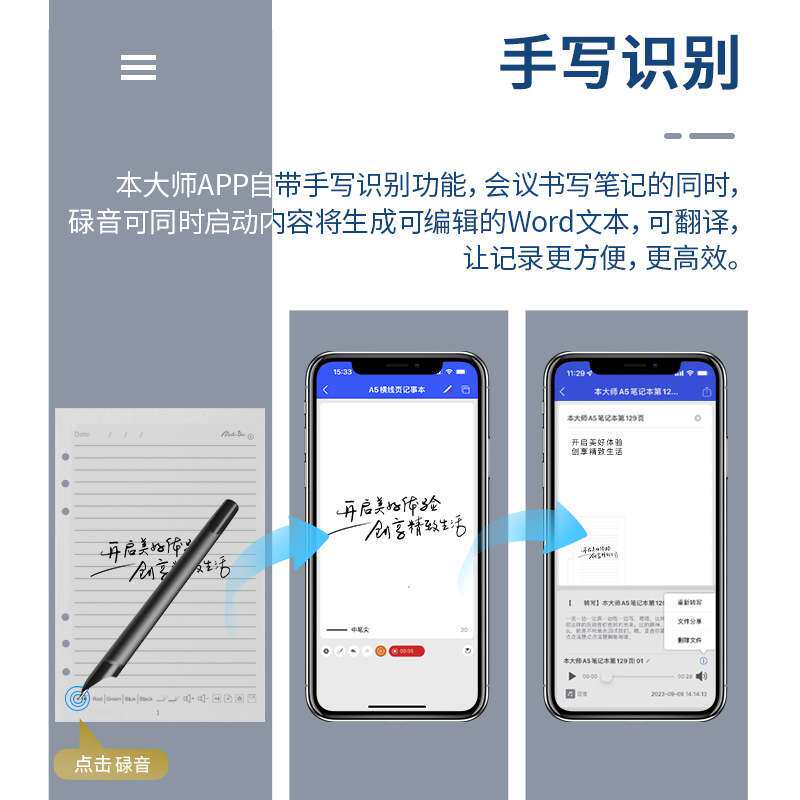 MasterBen智能纸屏同步云笔书写电子手写板AI绘画商务会议笔记本