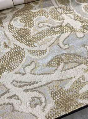 欧式大花提花布高精密色织提花抽象欧式红色大花金色复古沙发布料