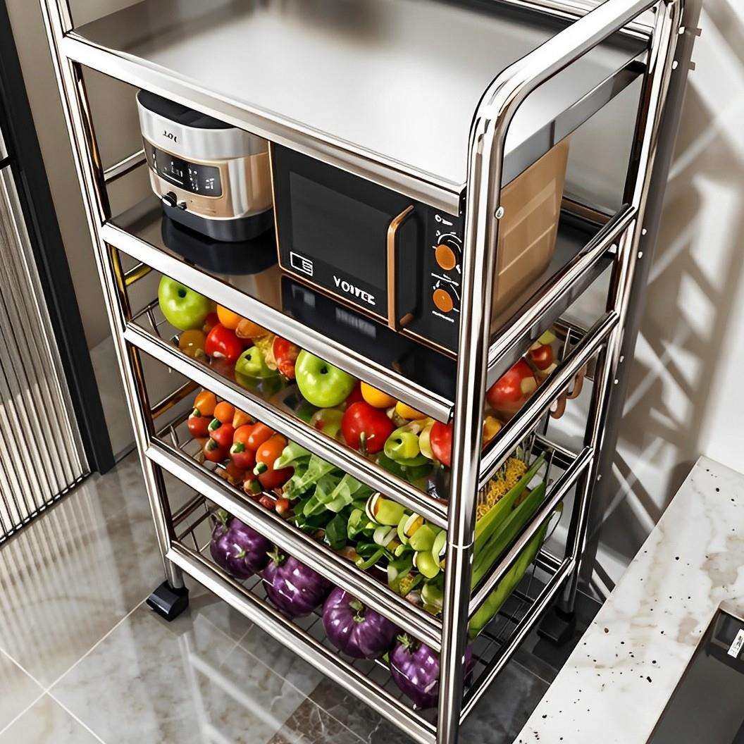 不锈钢厨房置物架多层落地菜架子一体靠墙多功能微波炉菜篮收纳架,鲜花速递/花卉仿真/绿植园艺,割草机/草坪机,淘宝优惠券,粉丝福利购,淘宝优惠卷