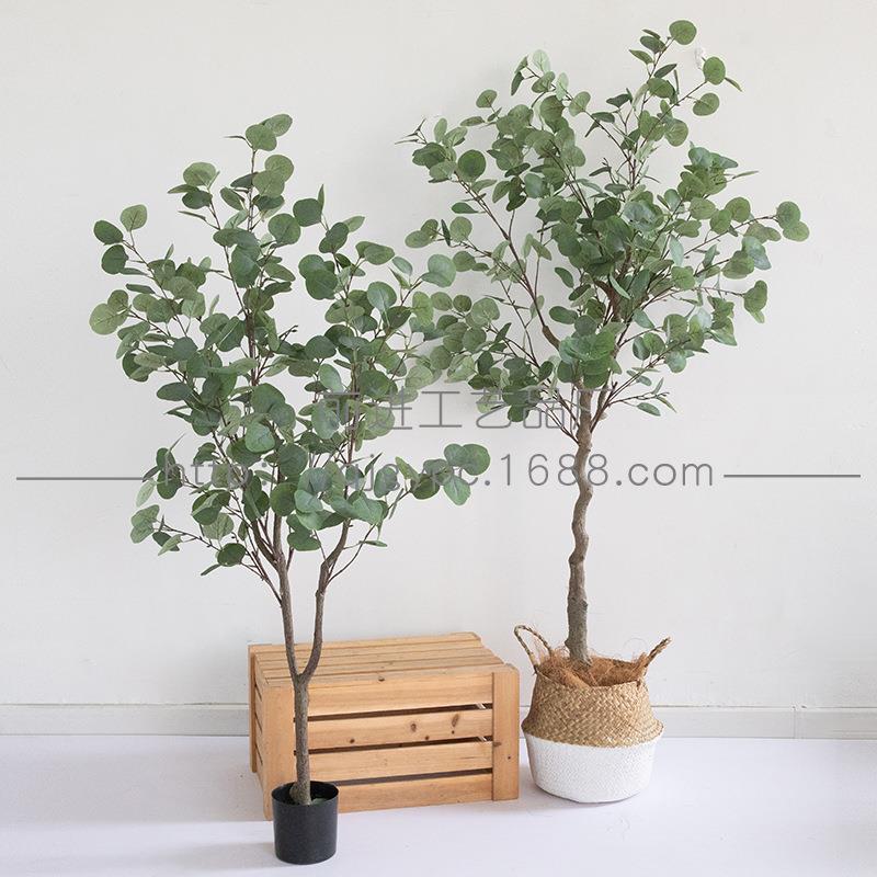 厂家直销仿真绿植金钱树尤加利树落地大型假树盆栽北欧绿植盆栽