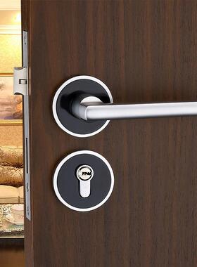 分体锁黑色太空铝实心门锁室内卧室锁具轴承机械执手五金锁具