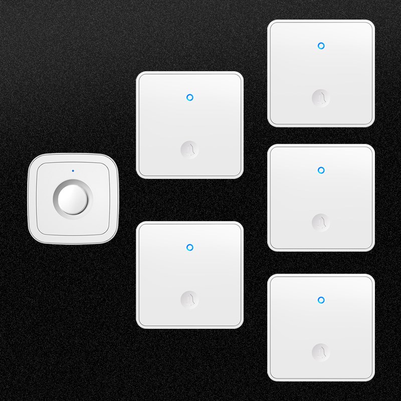 门铃自发电无线家用五拖一远距离电子遥控门钟老人按铃呼叫器大板