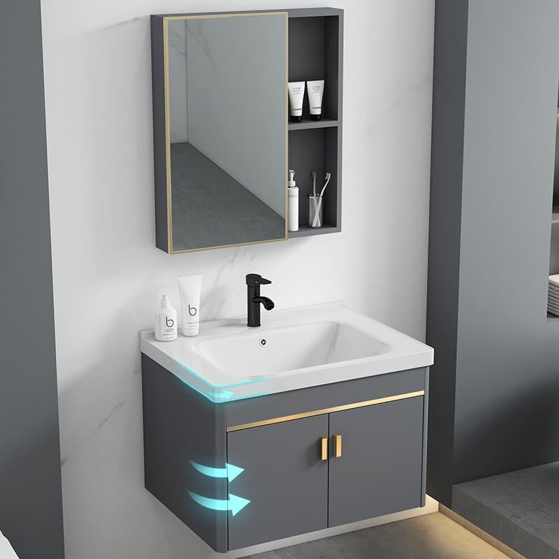 太空铝现代浴室柜卫生间洗漱台陶瓷一体小户型洗手盆洗脸盆柜组合