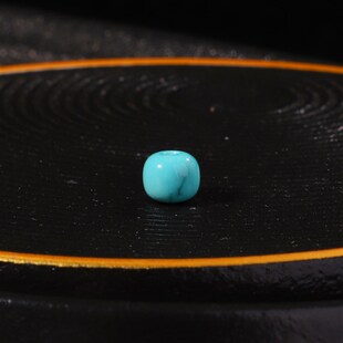 原矿绿松石老型珠单珠高瓷蓝直径6.2mm对孔5.3mm湖北松石 163号