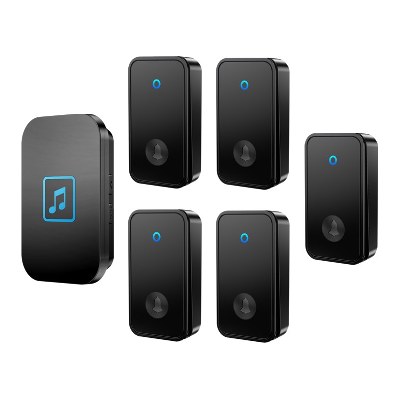 智能无线家用不用电池门铃自发电五拖一远距离电子遥控呼叫器