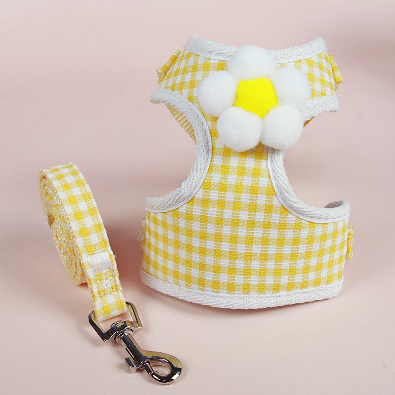 狗狗牵引绳背心式小型犬胸背带猫咪牵引绳可调节防挣脱外出狗绳