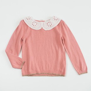 2法单女童 蕾丝花边毛衣 春款 女宝娃娃衫 棉线柔软舒适 毛衣