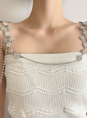 肩链新娘饰品水钻肩饰头饰白色珍珠链条婚纱披肩配饰礼服肩带项链