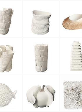 现代简约创意花瓶轻奢意式几何陶瓷花器样板间茶几餐桌装饰品摆件