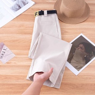 女2025年春秋季 新款 休闲裤 窄版 气质阔腿裤 直筒裤 高腰显瘦时尚 西装