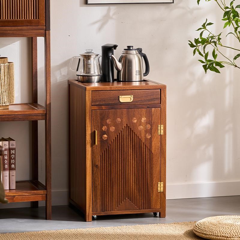 胡桃木茶水柜烧水壶一体家用沙发边几茶吧机茶水桶茶几茶桌小茶台