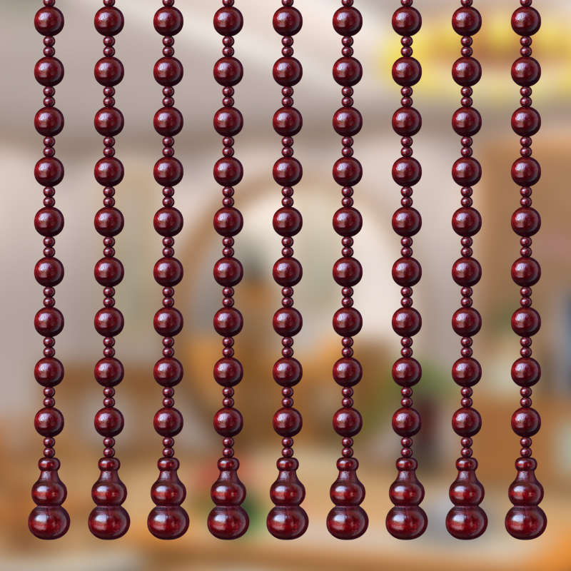 门帘厨房打孔隔断家用桃木玄关大门珠帘帘葫芦卧室对卫生间帘免