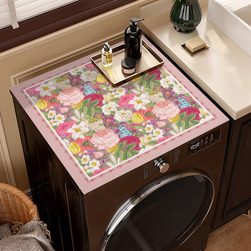 滚筒式洗衣机皮革罩防水垫春夏系列花卉床头柜防尘垫梳妆台面垫子