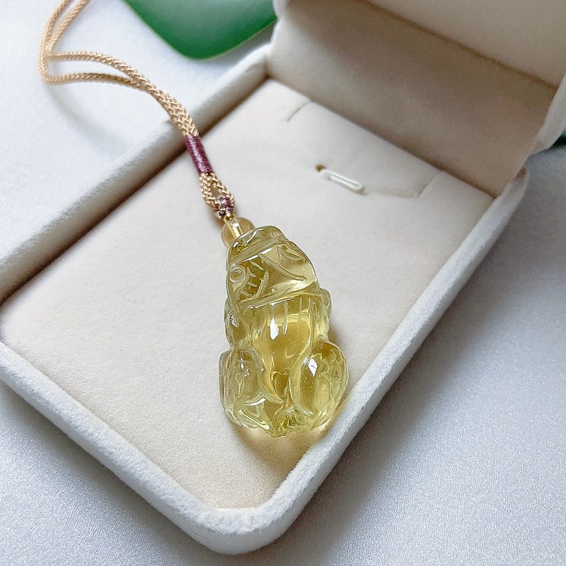 天然黄水晶貔貅吊坠财缘黄色皮丘挂件项链男女士情侣水晶饰品礼物