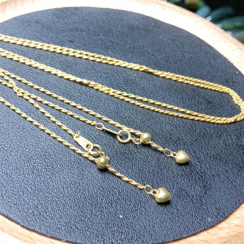 O503银项链925银麻花调节链爱心毛衣链50cm