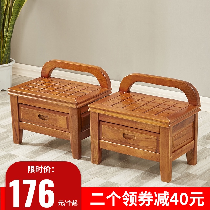 实木凳子家用换鞋凳门口小木凳方凳中式茶几凳多功能矮板凳可储物
