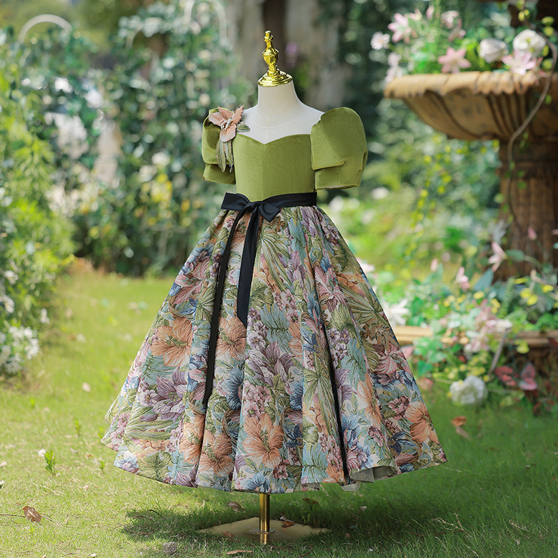 儿童礼服花童公主裙女童模特走秀洋气高端小女孩主持人钢琴演出服