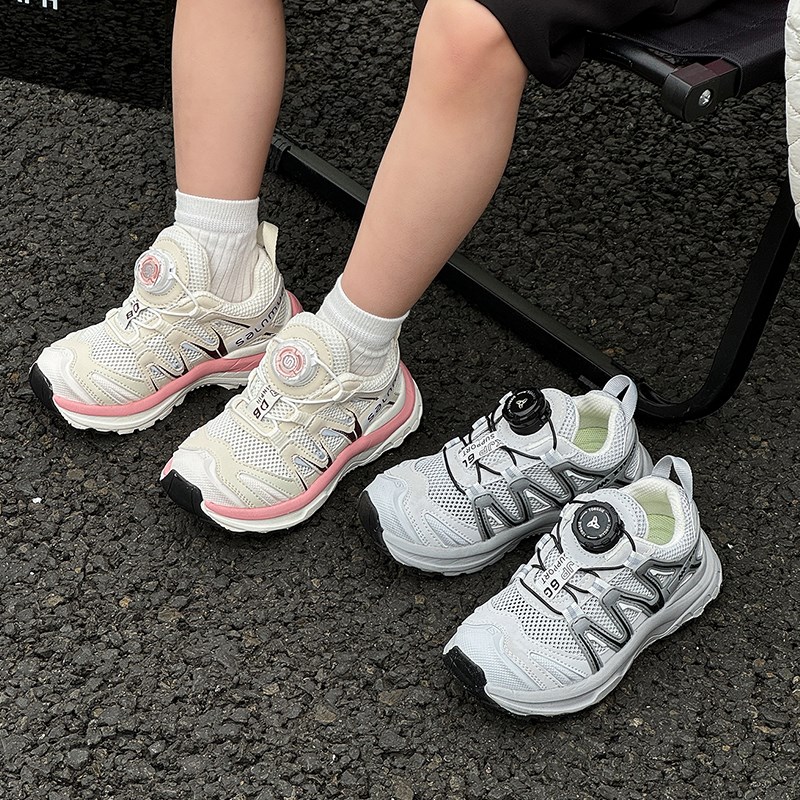 2025春夏季新款女童鞋子男童潮牌网面鞋旋转按钮儿童运动鞋跑步鞋