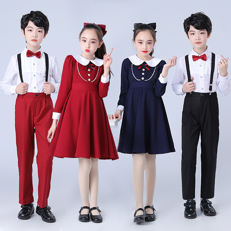元旦儿童合唱演出服女童舞蹈裙小学生主持人礼服男童朗诵表演服装