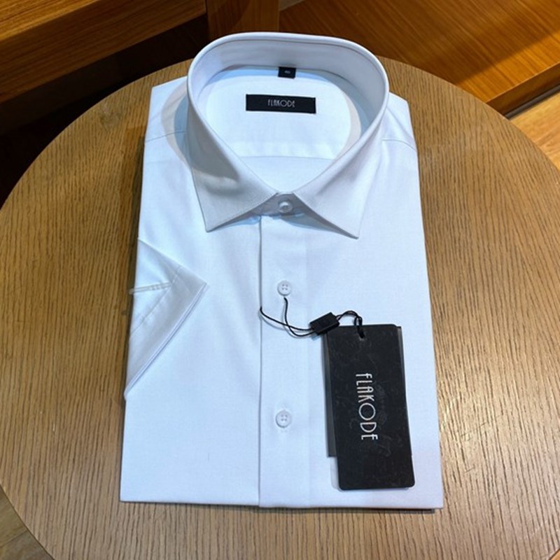 夏装薄款 翻领 白色 舒适亲肤 轻柔弹力面料 百搭 男士短袖衬衫